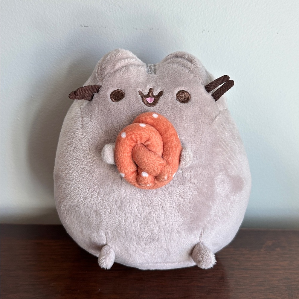 Pusheen Gray Plush Cat with Pretzel 6.5" Kawaii